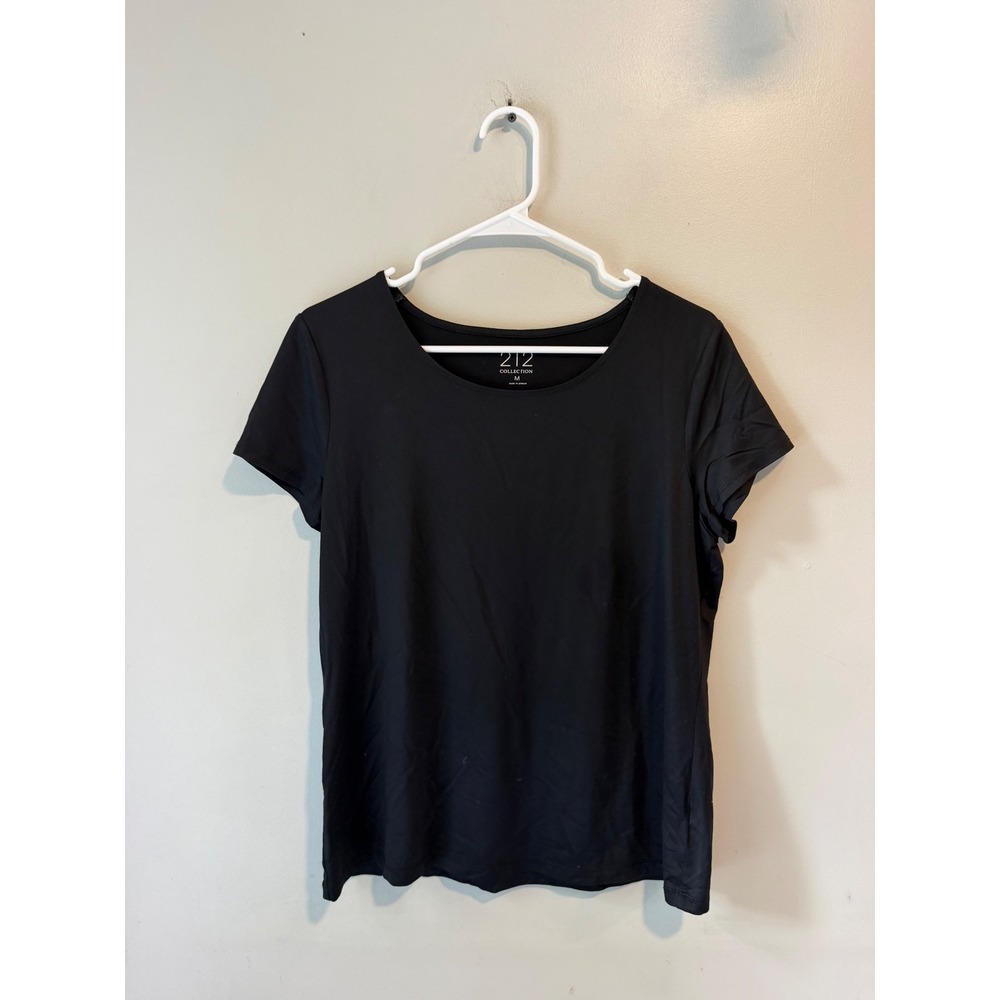 212 Collection Womens Black Scoop Neck Short Sleeve Top Size M Essential Basic